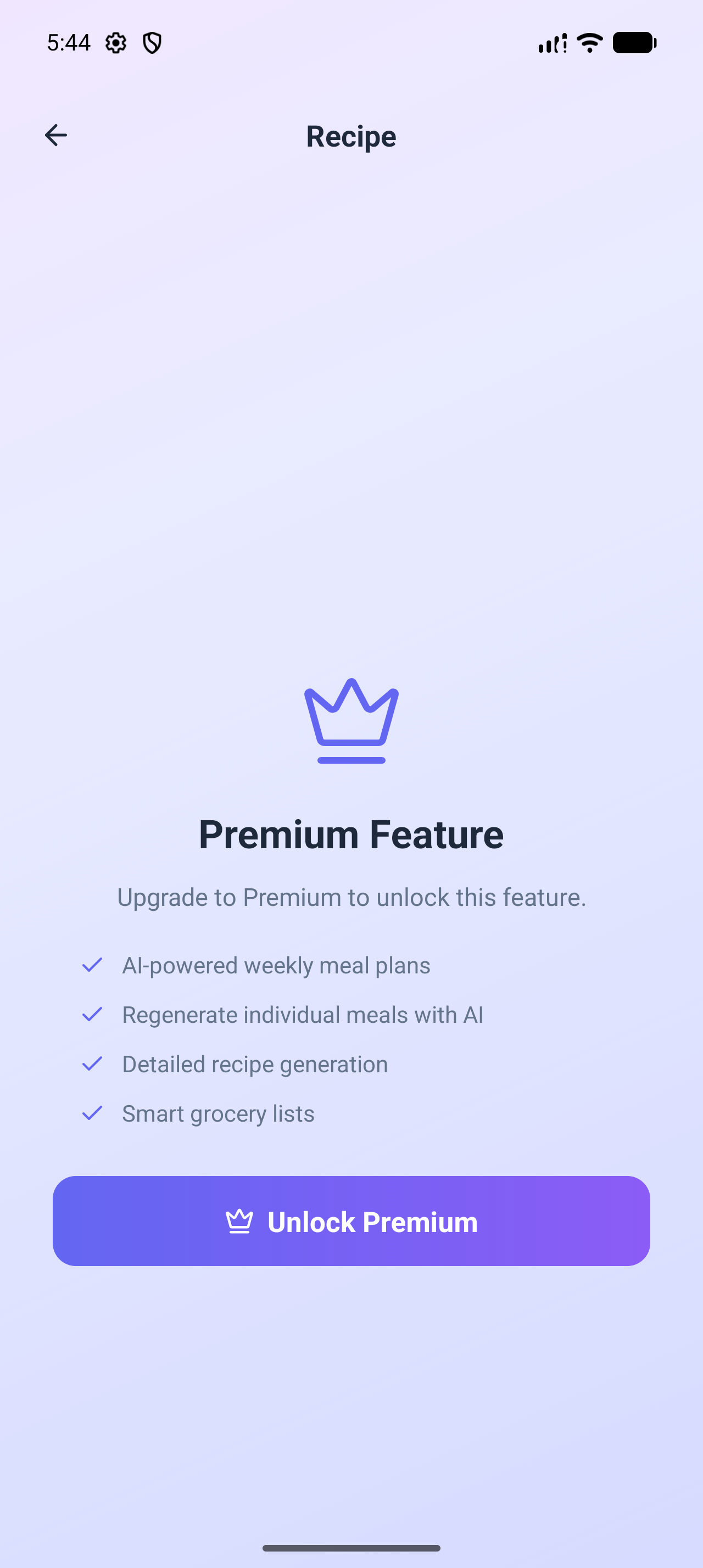 Mealix Pro premium feature screen